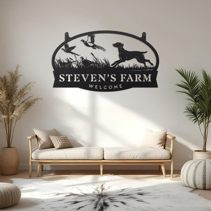 Pheasants & Dog Monogram Metal Wall Art - RealSteel Center
