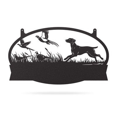 Pheasants & Dog Monogram Metal Wall Art