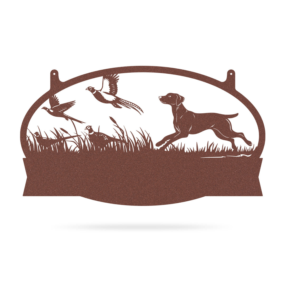 Pheasants & Dog Monogram Metal Wall Art 11.4"x20" / Rust - RealSteel Center