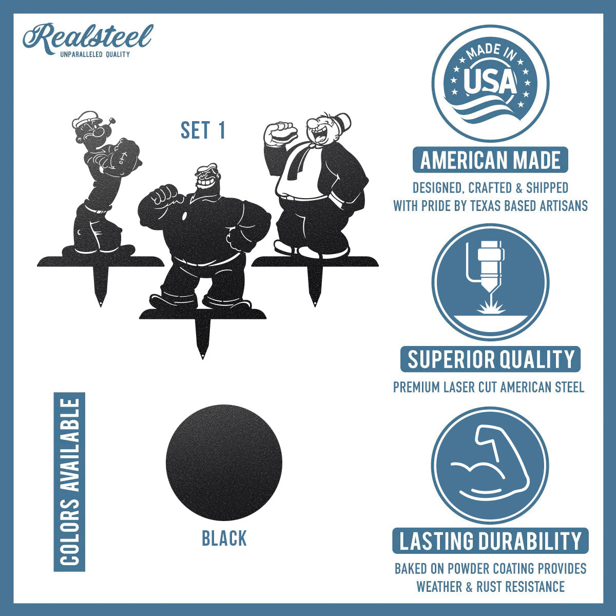 Garden Art -Popeye Stake-Set 1 - RealSteel Center