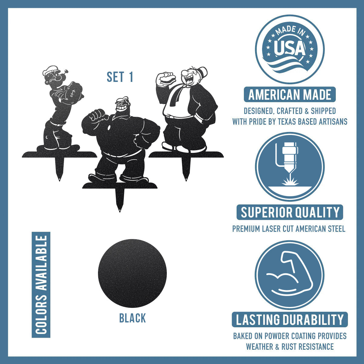 Garden Art -Popeye Stake-Set 1 - RealSteel Center