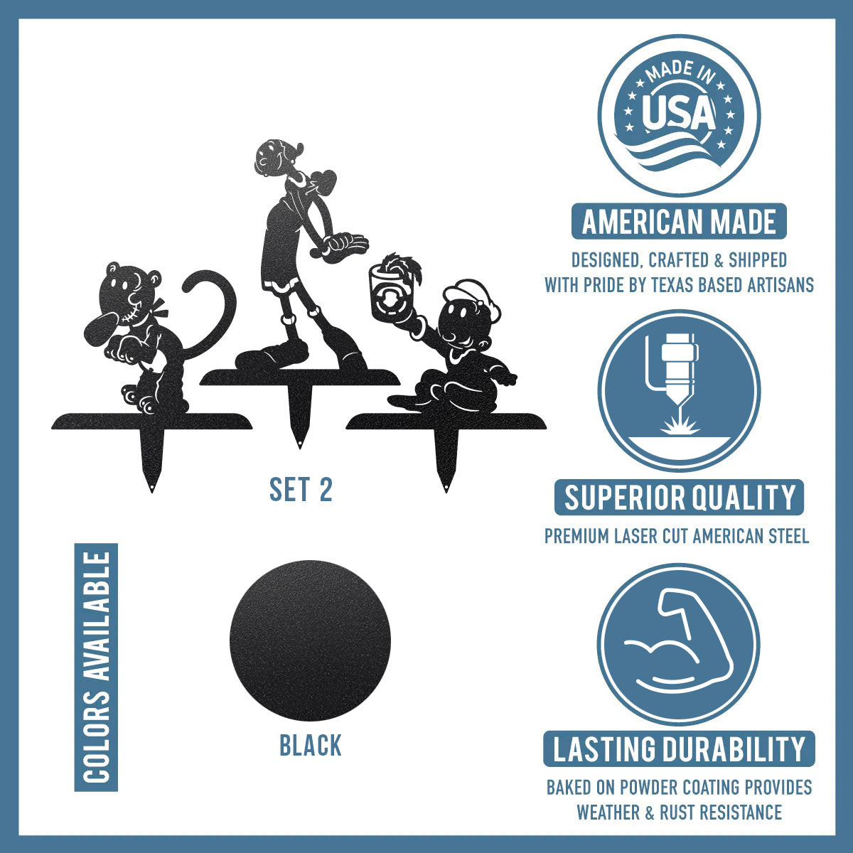 Garden Art -Popeye Stake-Set 2 - RealSteel Center