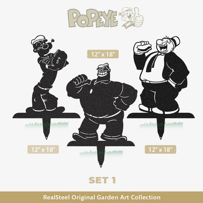 Garden Art -Popeye Stake-Set 1 Assorted / Black - RealSteel Center