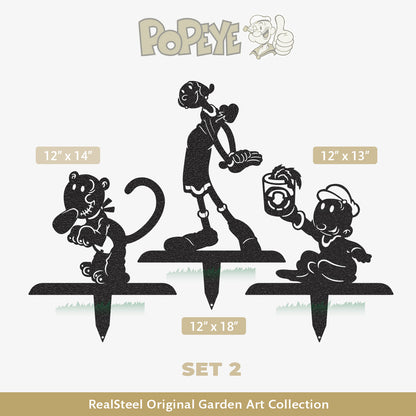 Garden Art -Popeye Stake-Set 2 Assorted / Black - RealSteel Center