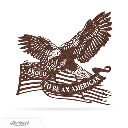 Proud To Be An American Eagle Patriotic Metal Wall Art 17"x18" / Penny Vein - RealSteel Center