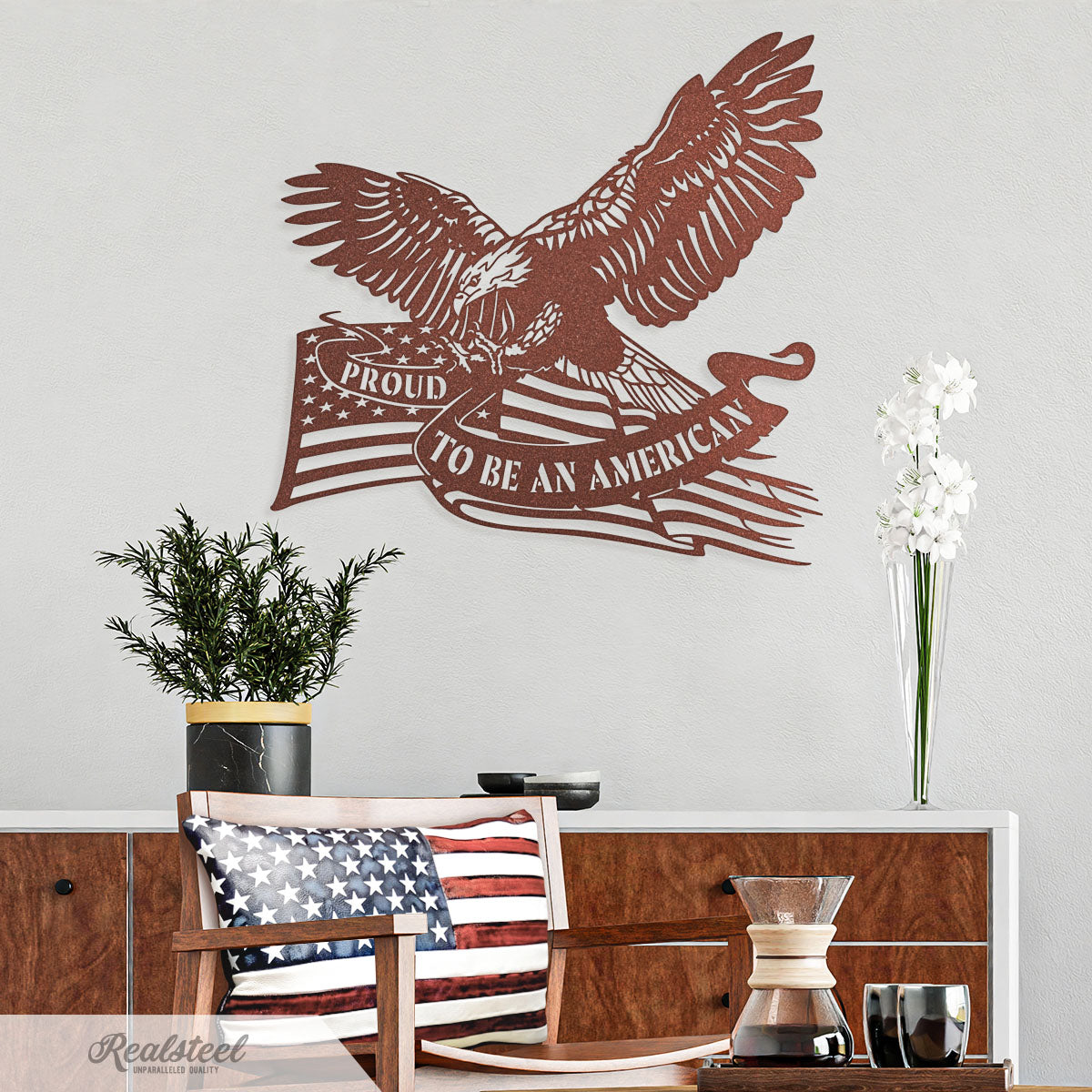 Proud To Be An American Eagle Patriotic Metal Wall Art - RealSteel Center