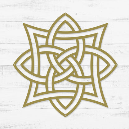 Celtic Knot Symbols Metal Wall Art – Timeless Celtic Symbols | Made in USA Quad Celtic Knot / 12" / Gold - RealSteel Center