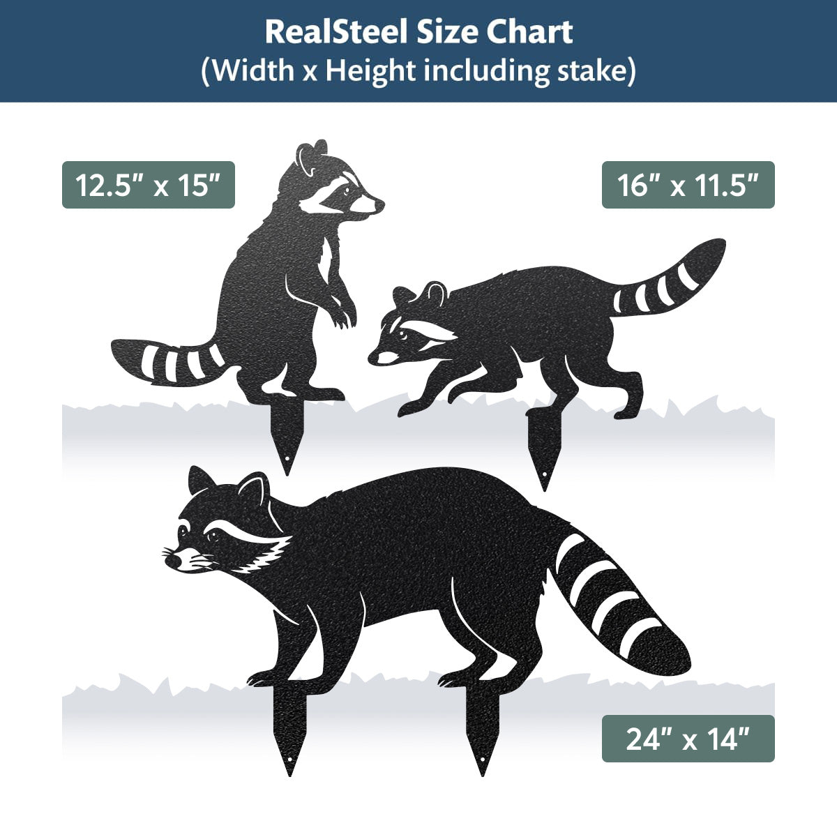 Garden Art - Raccoon Family 3 Pack - RealSteel Center