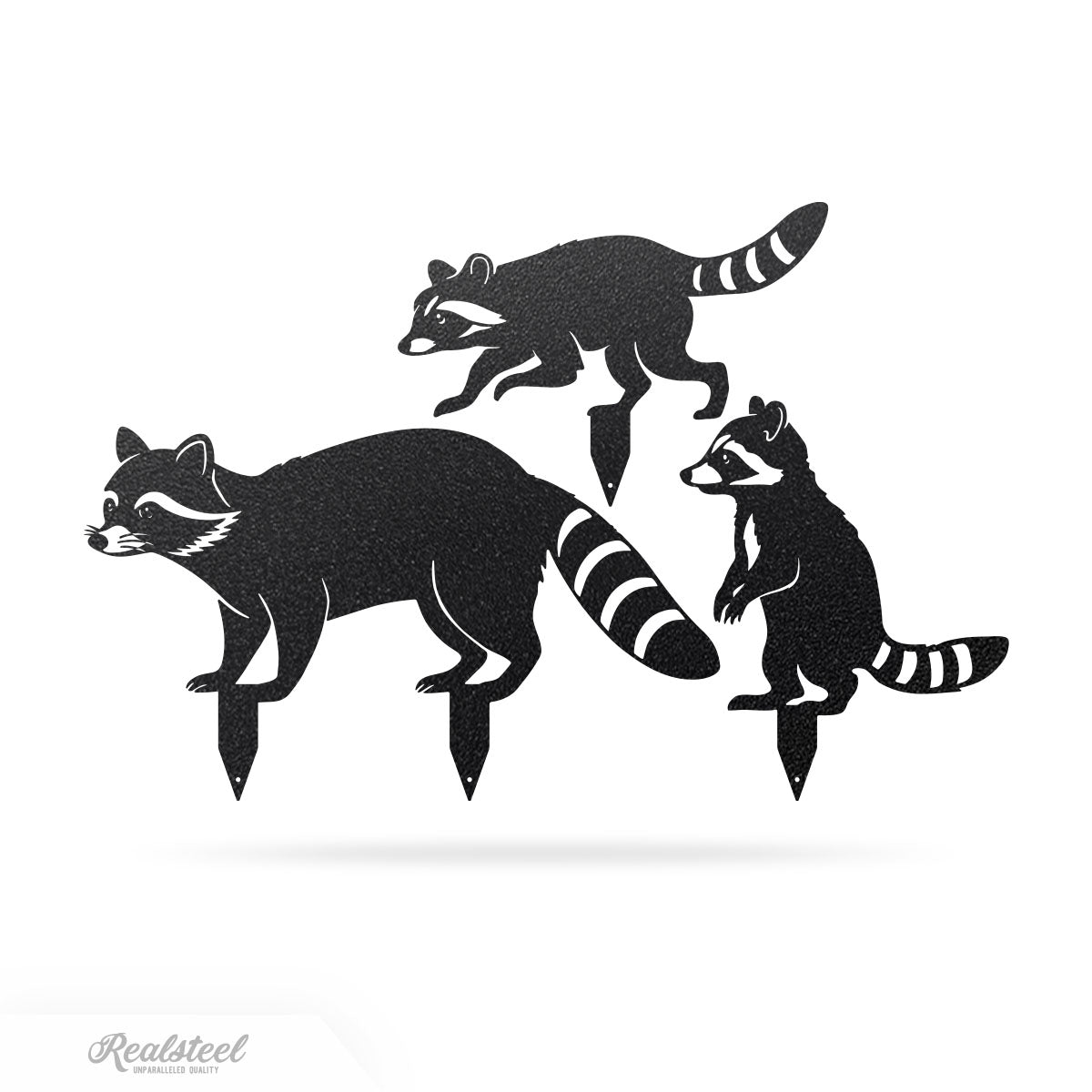 Garden Art - Raccoon Family 3 Pack Assorted / Black - RealSteel Center