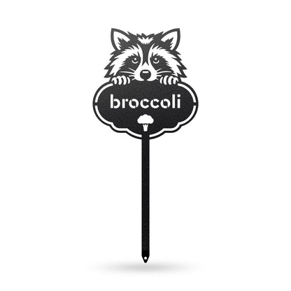 Rocky the Raccoon Seed & Plant Markers 6 x 13 / Black / Broccoli - RealSteel Center