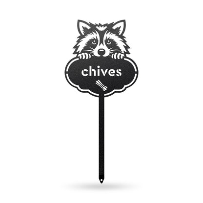 Rocky the Raccoon Seed & Plant Markers 6 x 13 / Black / Chives - RealSteel Center