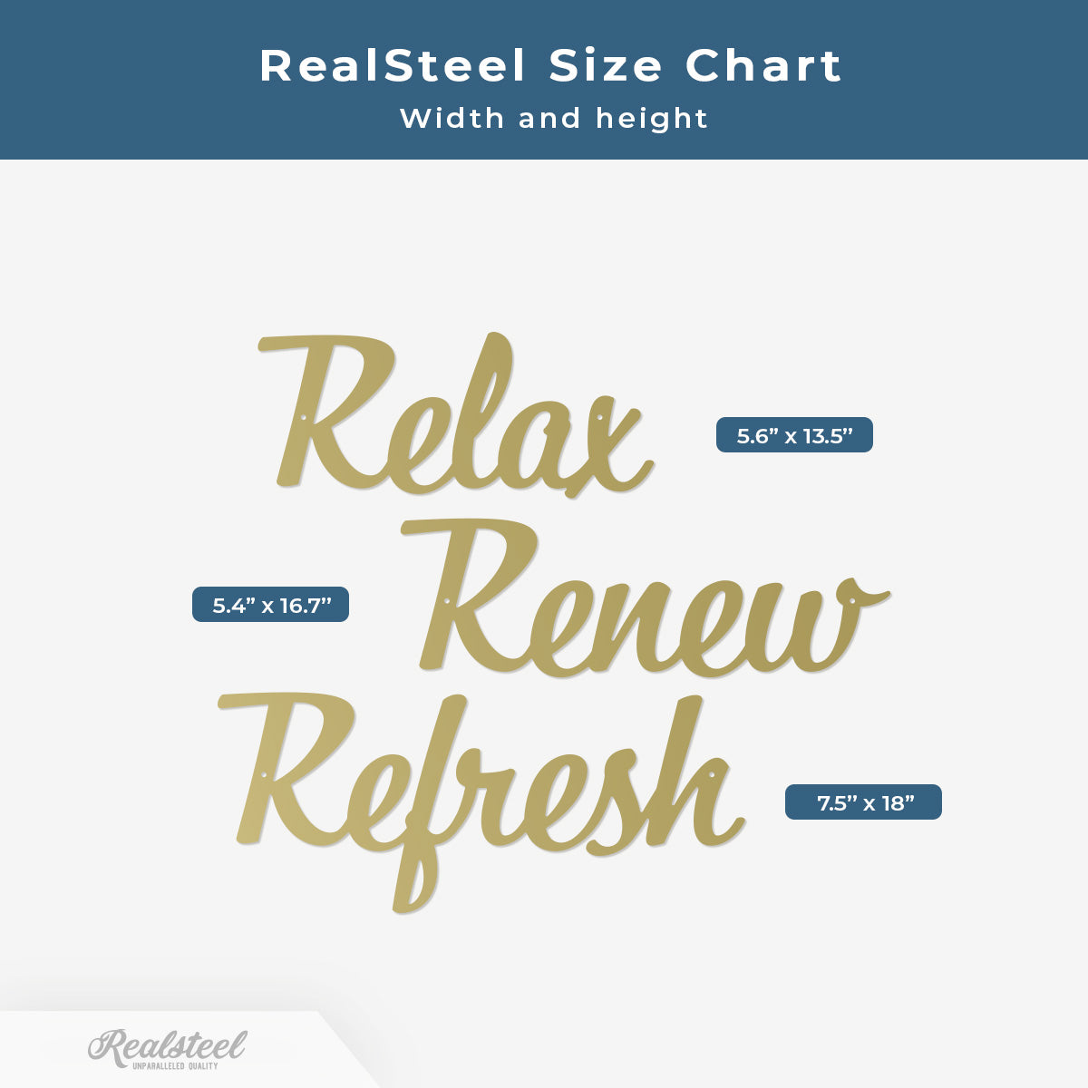 Relax Renew Refresh Metal Wall Art - Tranquil Bathroom Spa Décor - RealSteel Center