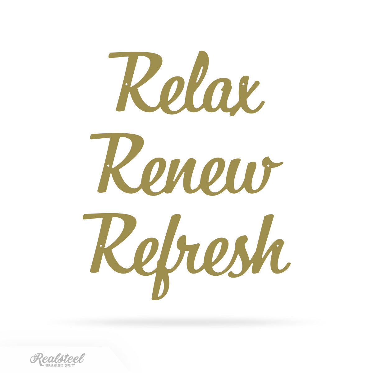 Relax Renew Refresh Metal Wall Art - Tranquil Bathroom Spa Décor ASSORTED / Gold - RealSteel Center