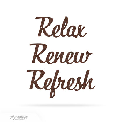 Relax Renew Refresh Metal Wall Art - Tranquil Bathroom Spa Décor ASSORTED / Penny Vein - RealSteel Center