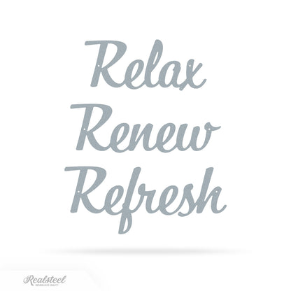 Relax Renew Refresh Metal Wall Art - Tranquil Bathroom Spa Décor ASSORTED / Textured Silver - RealSteel Center