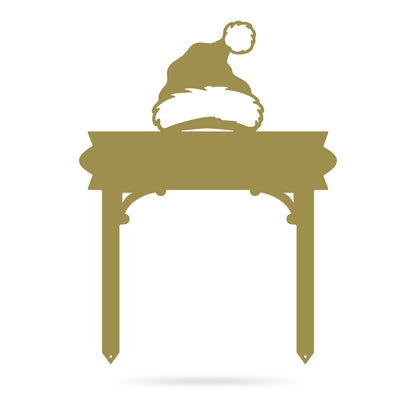 Santa Hat Stake Monogram | Personalized Christmas Metal Sign | RealSteel 18"x24"" / Gold - RealSteel Center