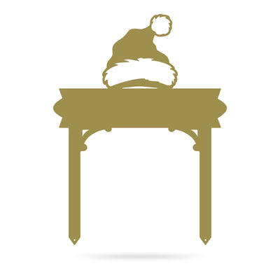 Santa Hat Stake Monogram | Personalized Christmas Metal Sign | RealSteel 18"x24"" / Gold - RealSteel Center