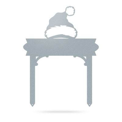 Santa Hat Stake Monogram | Personalized Christmas Metal Sign | RealSteel 18"x24"" / Textured-Silver - RealSteel Center