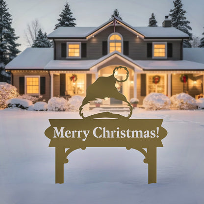Santa Hat Stake Monogram | Personalized Christmas Metal Sign | RealSteel - RealSteel Center