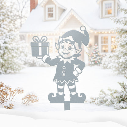 Garden Art - Santa's Workshop 3-Piece Metal Yard Stake Set | Christmas Outdoor Decor