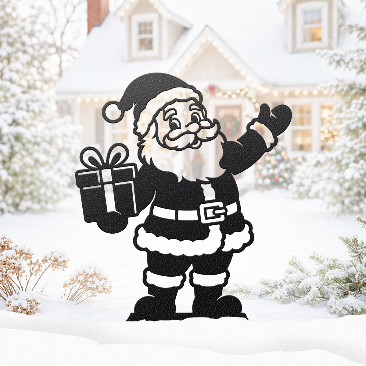 Garden Art - Santa's Workshop 3-Piece Metal Yard Stake Set | Christmas Outdoor Decor