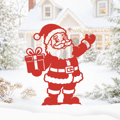 Garden Art - Santa's Workshop 3-Piece Metal Yard Stake Set | Christmas Outdoor Decor