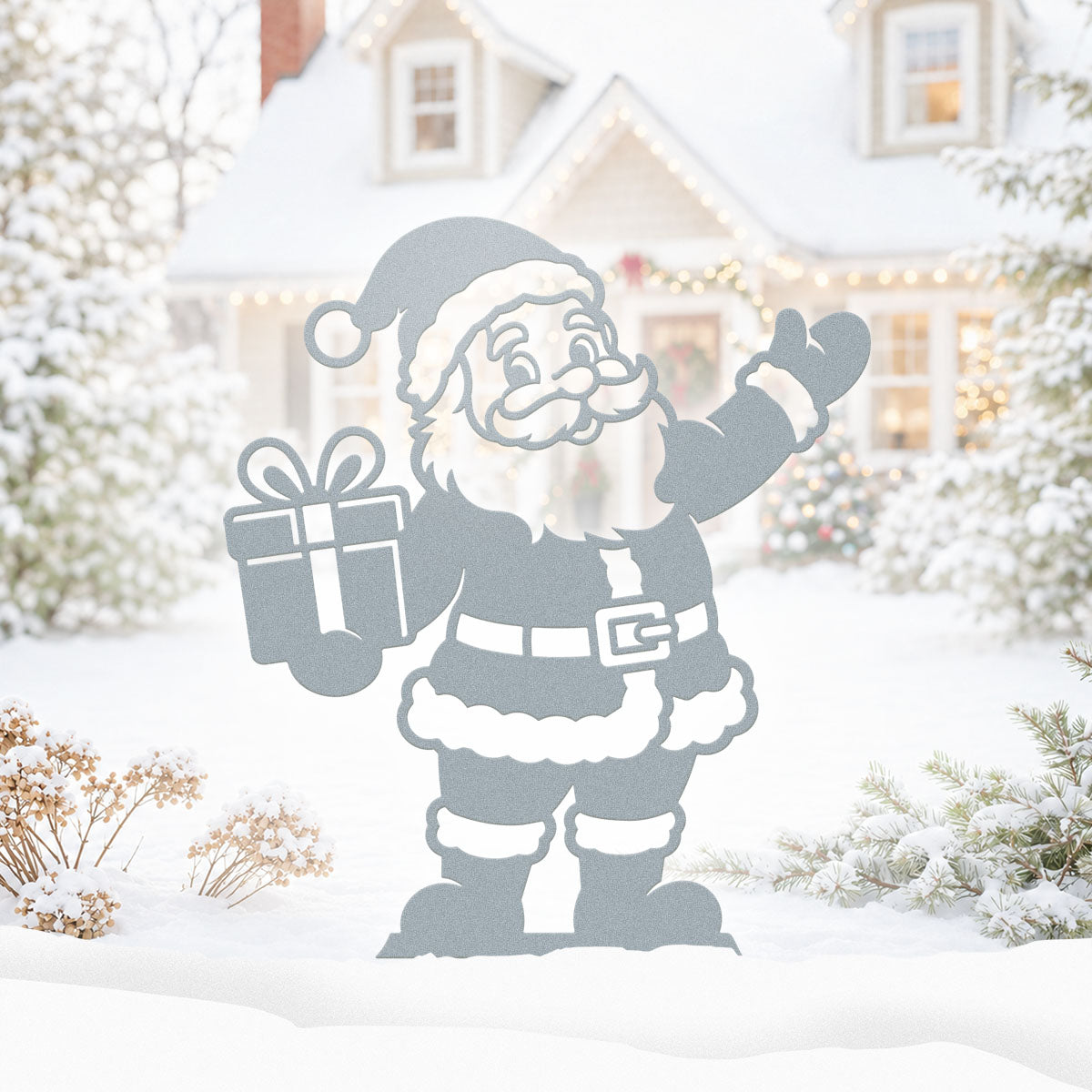 Garden Art - Santa's Workshop 3-Piece Metal Yard Stake Set | Christmas Outdoor Decor