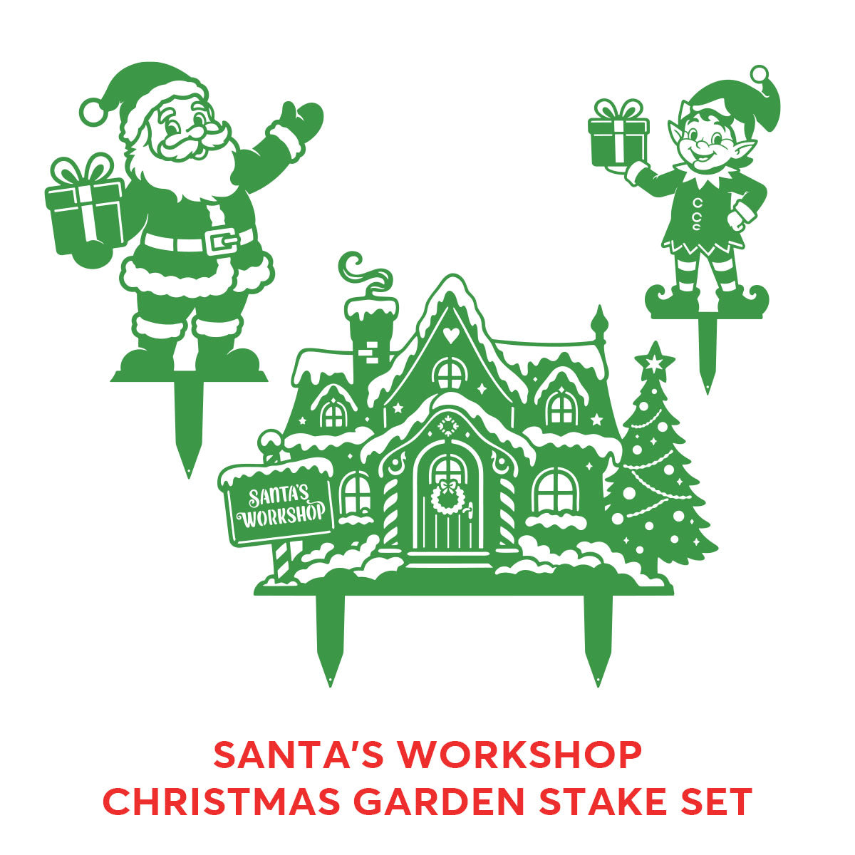 Gingerbread Garden Stakes – Set of 3 ASSORTED (All 3) / Green - RealSteel Center