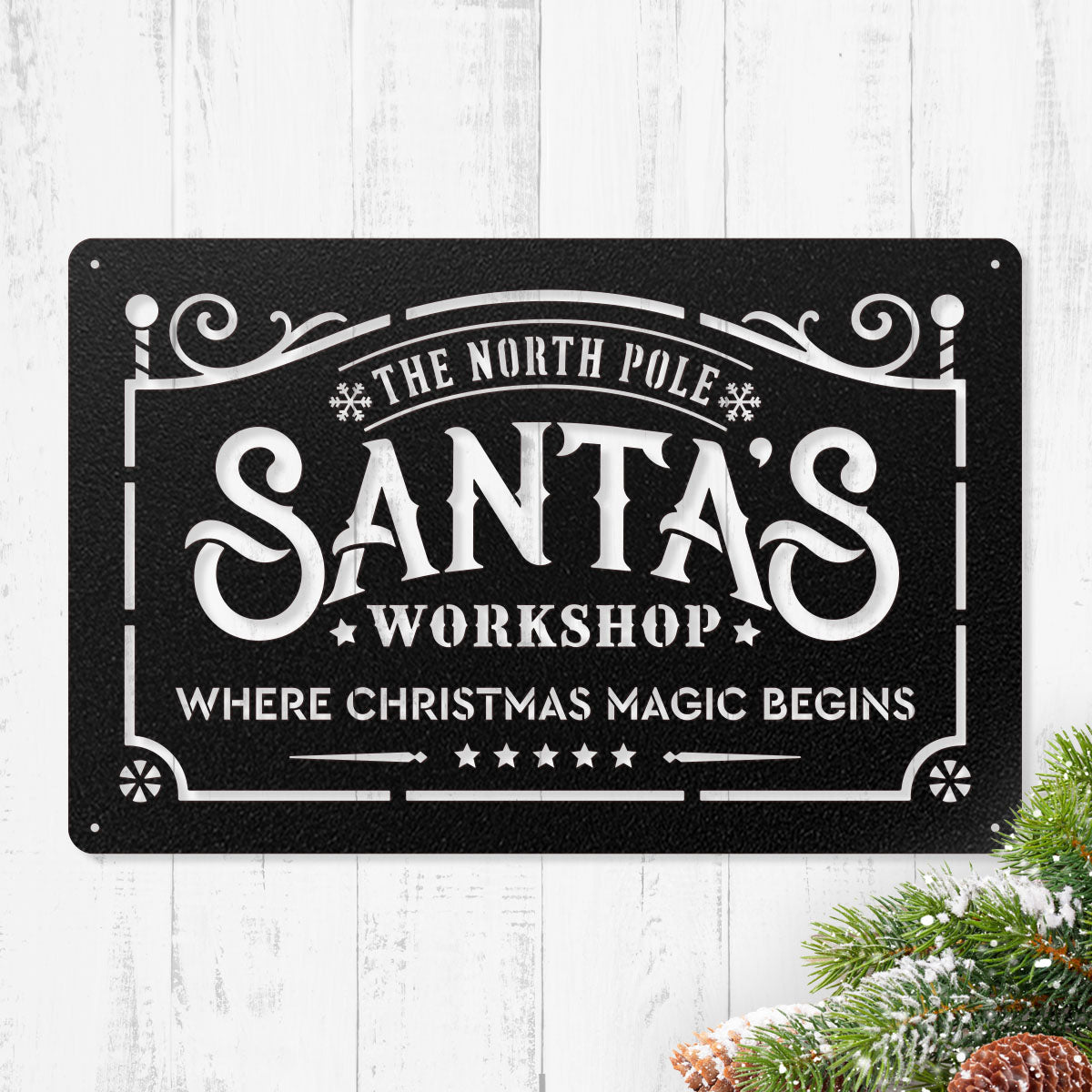 Santa's Workshop – The North Pole Metal Sign