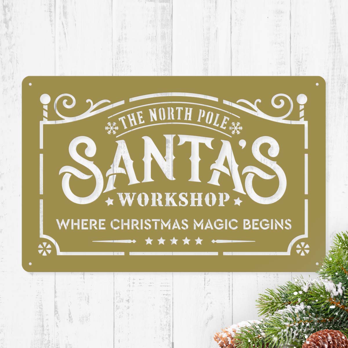 Santa's Workshop – The North Pole Metal Sign