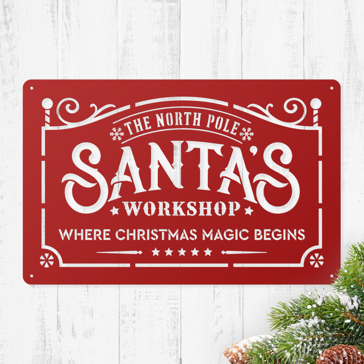 Santa's Workshop – The North Pole Metal Sign