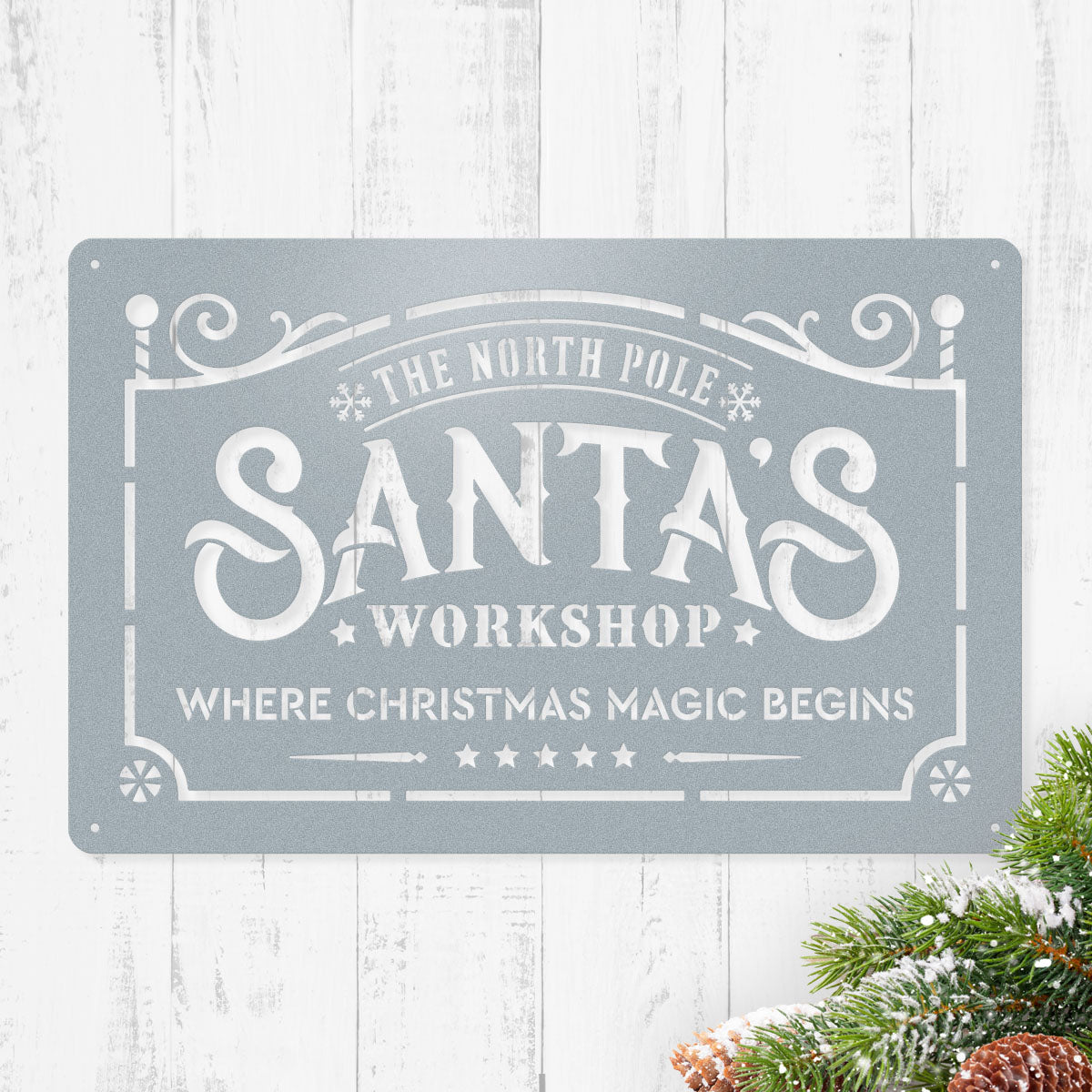 Santa's Workshop – The North Pole Metal Sign 11.7
