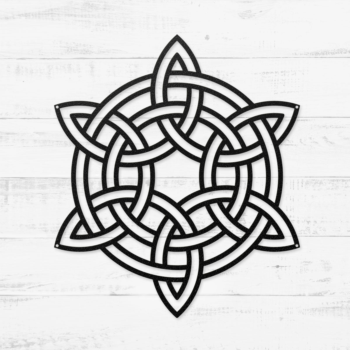 Celtic Knot Symbols Metal Wall Art – Timeless Celtic Symbols | Made in USA Six Point Knot / 12" / Black - RealSteel Center