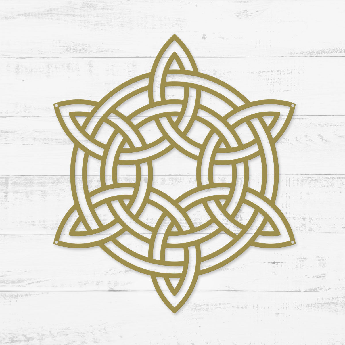 Celtic Knot Symbols Metal Wall Art – Timeless Celtic Symbols | Made in USA Six Point Knot / 12" / Gold - RealSteel Center