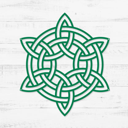 Celtic Knot Symbols Metal Wall Art – Timeless Celtic Symbols | Made in USA Six Point Knot / 12" / Green - RealSteel Center