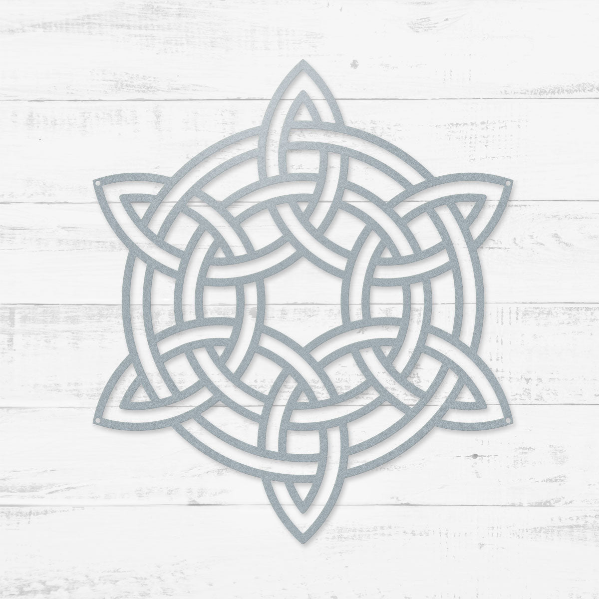 Celtic Knot Symbols Metal Wall Art – Timeless Celtic Symbols | Made in USA Six Point Knot / 12" / Textured Silver - RealSteel Center