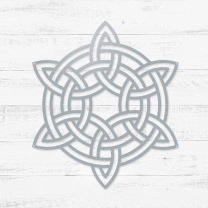 Celtic Knot Symbols Metal Wall Art – Timeless Celtic Symbols | Made in USA Six Point Knot / 12" / Textured Silver - RealSteel Center