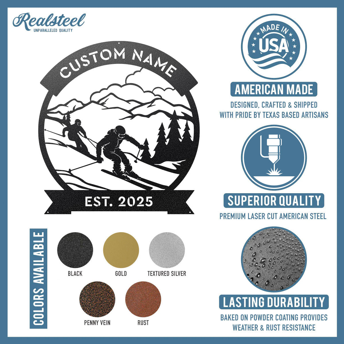 Skiing Monogram Wall Art - RealSteel Center