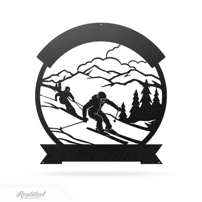 Skiing Monogram Wall Art 18" / Black - RealSteel Center