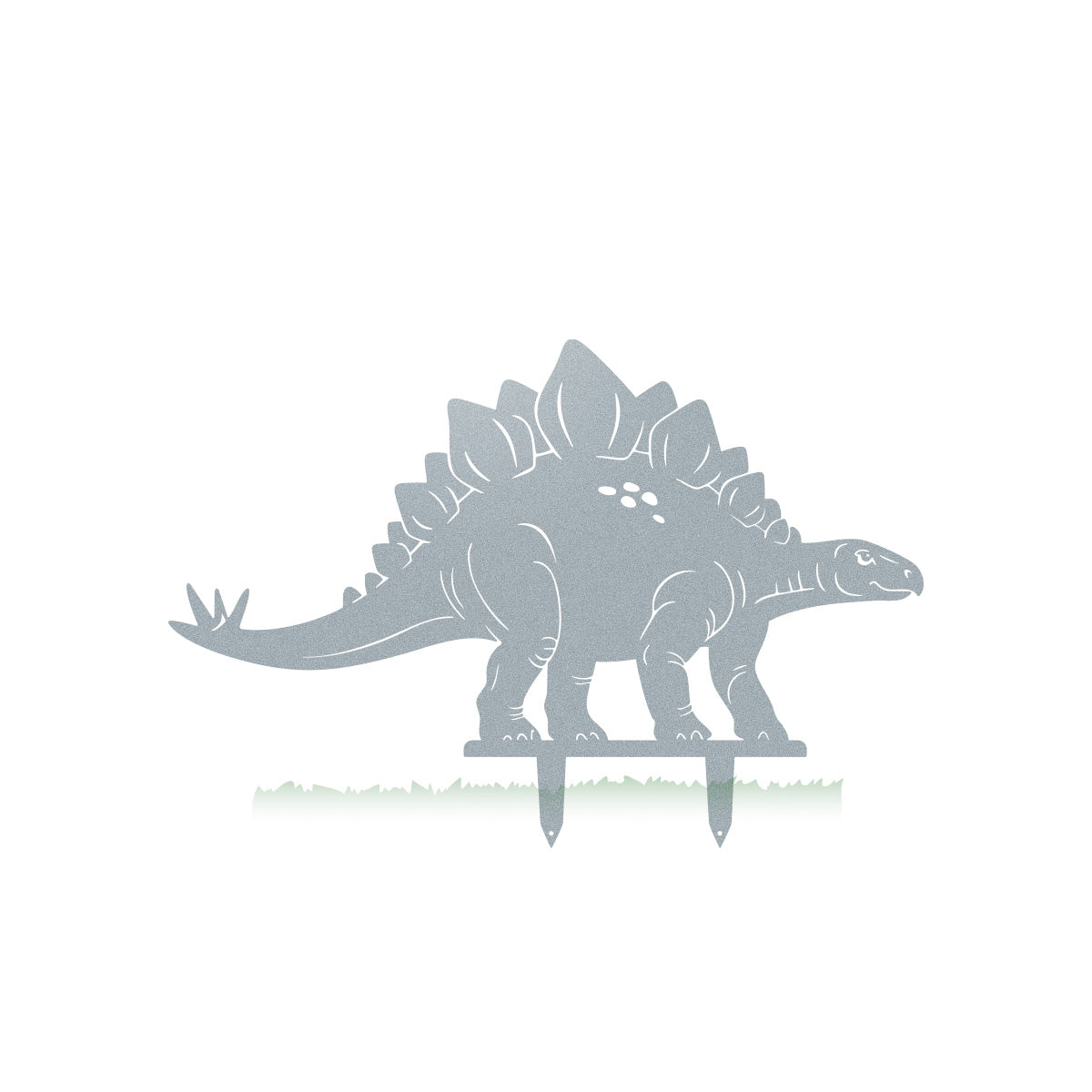Dinosaur Garden Yard Stakes Stegosaurus – 29" x 19.5" / Textured Silver - RealSteel Center