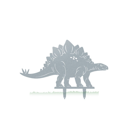 Dinosaur Garden Yard Stakes Stegosaurus – 29" x 19.5" / Textured Silver - RealSteel Center