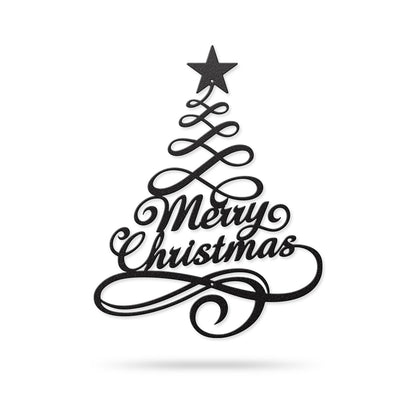 Swirly Christmas Tree Wall Decor 11” x 14” / Black - RealSteel Center