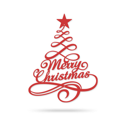 Swirly Christmas Tree Wall Decor 11” x 14” / Red - RealSteel Center