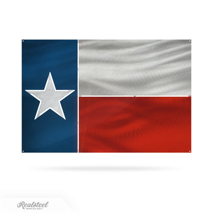 Texas Flag Wall Decor 12" x 18" / Blue Red Silver - RealSteel Center