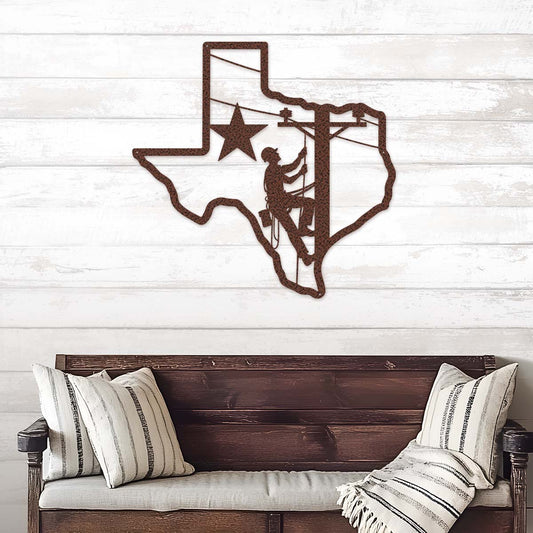 Texas Lineman Steel Wall Art - RealSteel Center