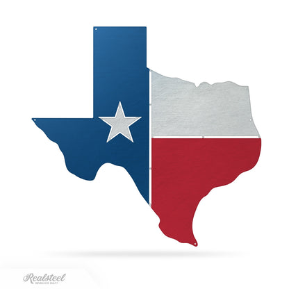 Texas Map Flag 13"x14" / Blue Red Silver - RealSteel Center