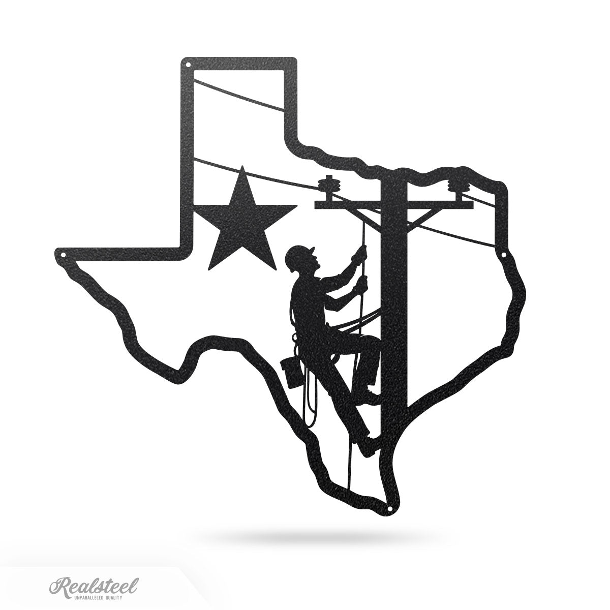 Texas Lineman Steel Wall Art 13.6"x14" / Black - RealSteel Center