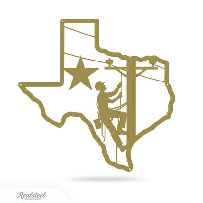 Texas Lineman Steel Wall Art 13.6"x14" / Gold - RealSteel Center