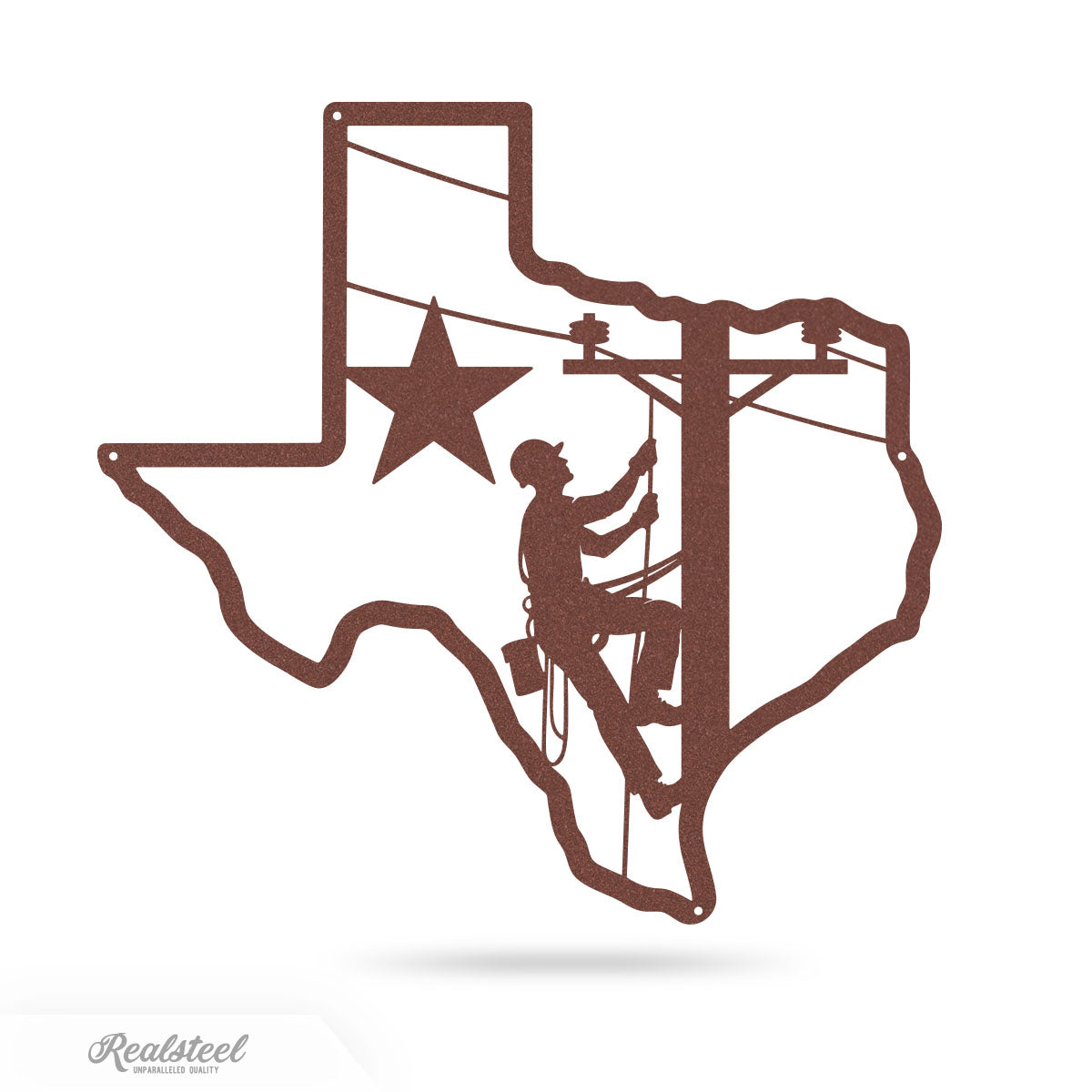 Texas Lineman Steel Wall Art 13.6"x14" / Rust - RealSteel Center