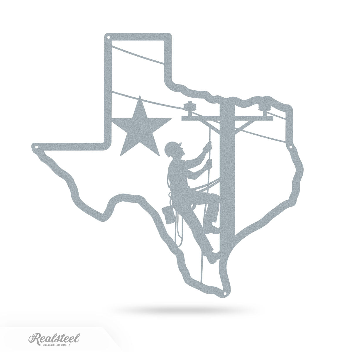 Texas Lineman Steel Wall Art 13.6"x14" / Textured Silver - RealSteel Center